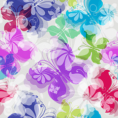 Image showing Seamless floral pattern with butterflies