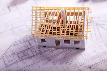 Image showing House blueprints close up