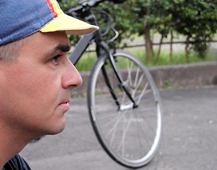 Image showing Profile of a cyclist