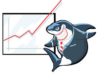 Image showing Successful cartoon shark in suit giving presentation  