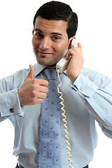 Image showing Business man using telephone success