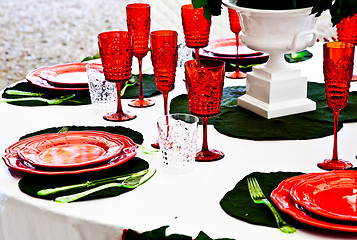 Image showing Dinner table setup - Italian Style
