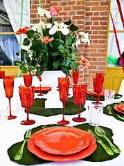 Image showing Dinner table setup - Italian Style