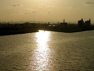 Image showing Sunset over the city