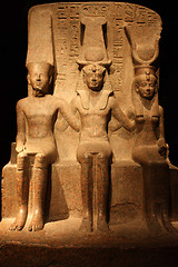 Image showing Statue of Ramesses II with Amun and Hathor - front view