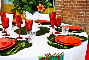 Image showing Dinner table setup - Italian Style