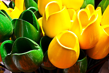Image showing Tulips made of wood