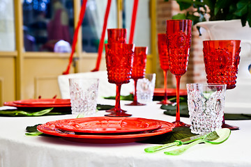 Image showing Dinner table setup - Italian Style