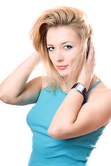 Image showing Portrait of a beautiful blonde. Isolated