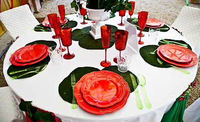 Image showing Dinner table setup - Italian Style