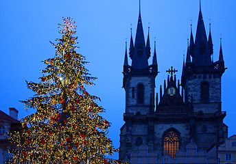Image showing Christmas tree in Prague - orizontal