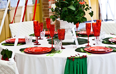 Image showing Dinner table setup - Italian Style