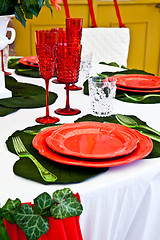 Image showing Dinner table setup - Italian Style