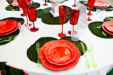 Image showing Dinner table setup - Italian Style