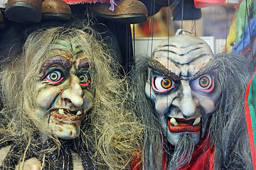 Image showing Traditional puppets - wizard and witch