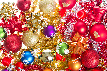 Image showing christmas balls and tinsel