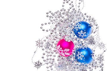 Image showing christmas balls with tinsel