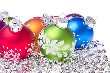 Image showing christmas balls with snowflake symbols