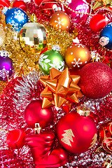 Image showing christmas balls and tinsel