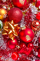 Image showing christmas balls and tinsel