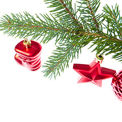 Image showing red christmas decoration on the tree