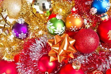 Image showing christmas balls and tinsel