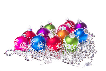 Image showing christmas balls with snowflake symbols