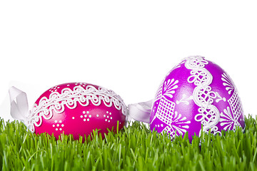 Image showing easter eggs in grass