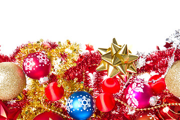 Image showing christmas balls and tinsel