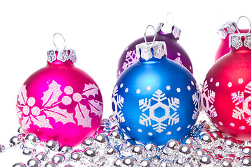 Image showing christmas balls with snowflake symbols