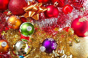 Image showing christmas balls and tinsel