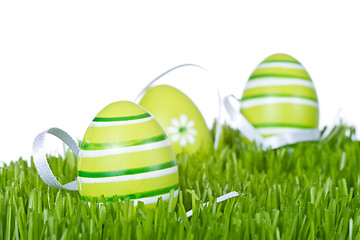 Image showing easter eggs in grass