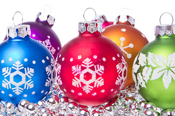 Image showing christmas balls with snowflake symbols