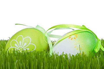 Image showing easter eggs in grass