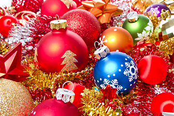 Image showing christmas balls and tinsel