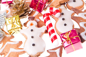 Image showing ginger snowmen with christmas decoration