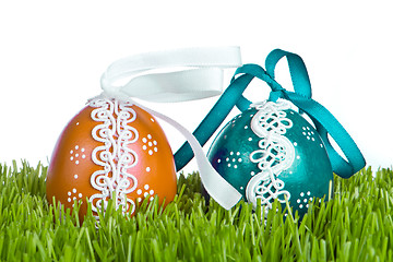 Image showing easter eggs in grass