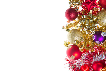 Image showing christmas balls and tinsel