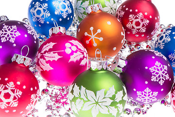 Image showing christmas balls with snowflake symbols