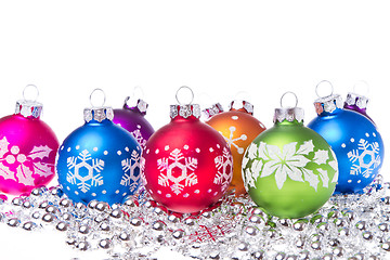 Image showing christmas balls with snowflake symbols