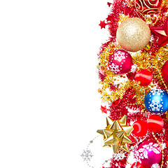 Image showing christmas balls and tinsel