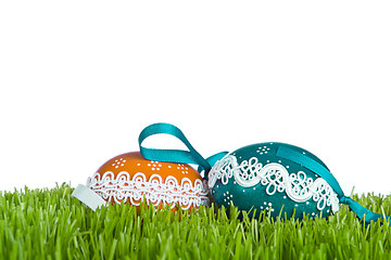 Image showing easter eggs in grass