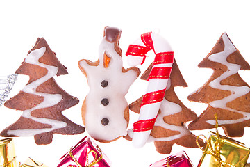 Image showing ginger snowmen with christmas decoration