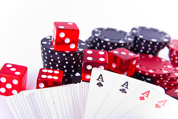 Image showing aces, dice and poker chips