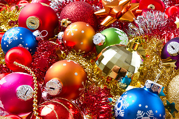 Image showing christmas balls and tinsel