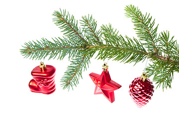 Image showing red christmas decoration on the tree