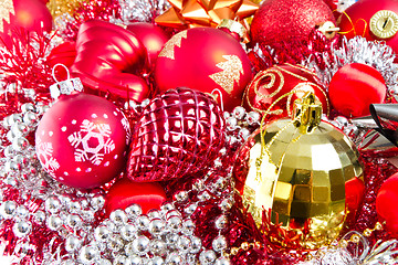 Image showing christmas balls and tinsel