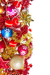 Image showing christmas balls and tinsel