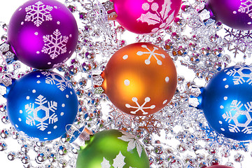 Image showing christmas balls with snowflake symbols