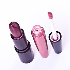 Image showing lipstick with lip gloss